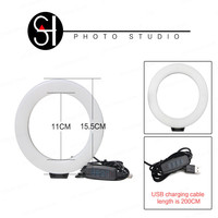 SH 16cm 6 cal lampa pierścieniowa z stojak trójnóg ładowania Usb Selfie lampy solarne Led możliwość przyciemniania oświetlenie fotograficzne do zdjęć fotografia Studio 3